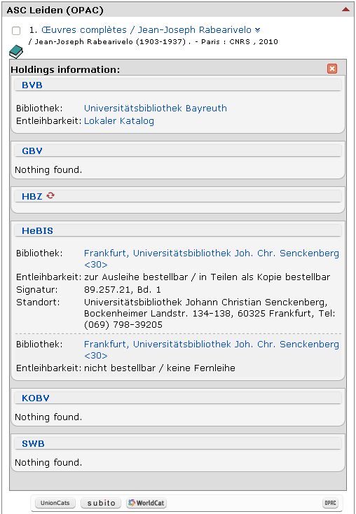 Availability in German Libraries